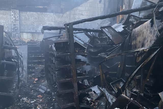 Pictures from firefighters show the extent of the damage, with the roof gone.