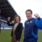 Chairman John Radford, Chief Executive Officer Carolyn Radford and boss Paul Cox on their way to guided Stags back into the EFL..