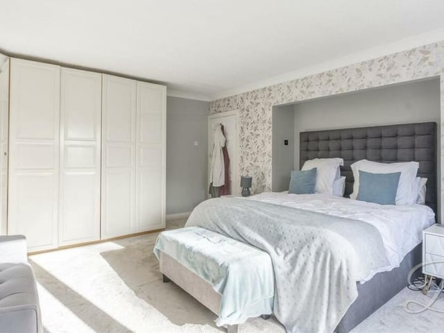 This is the largest bedroom on the first floor. It is a good-sized double with a carpeted floor, coving to the ceiling and a window overlooking the back of the property. As you can see, there is plenty of space for wardrobes.