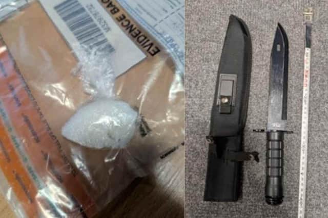 Drugs and a knife were found in the vehicle. Image: Nottinghamshire Police.