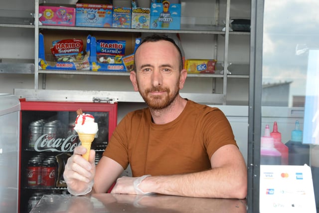 Andrew Pappas in the ice cream van.