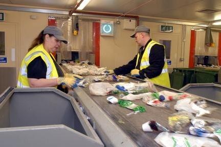 Inside the new NCC Veolia recycling factory in 2009.