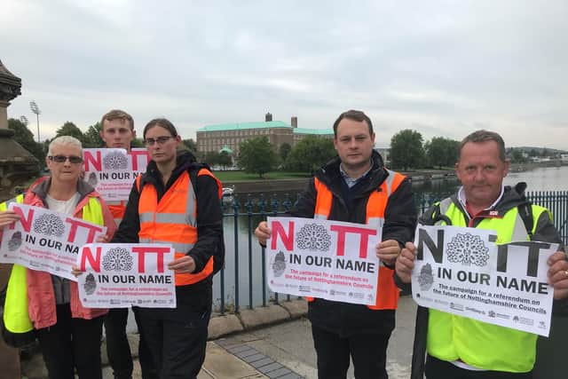 Councillor Jason Zadrozny leas team in unitary authority protest march - Picture: Ashfield District Council