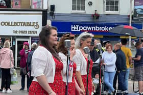 Music from the era entertained the crowds in the town centre.