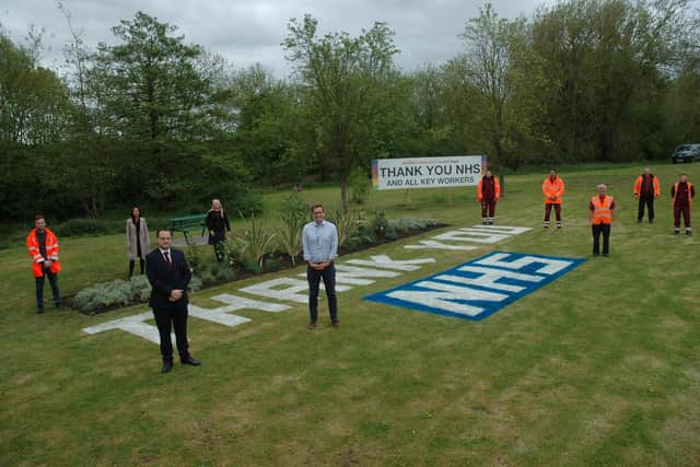 Sign of the times: Ashfield council's tribute to NHS workers.
