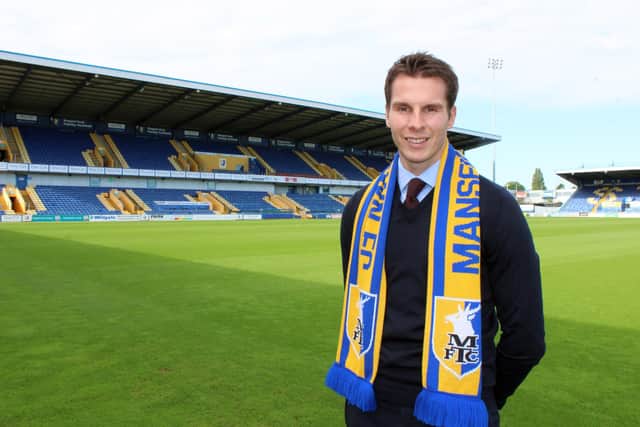 David Sharpe on his arrival at Mansfield Town in 2020.