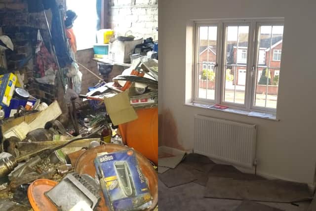 Rubbish was strewn throughout the property, which has been thoroughly cleaned and renovated.
