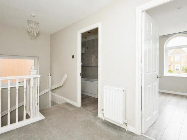 Moving upstairs now., and here is the impressive first-floor landing that steers us to the four bedrooms and the family bathroom.