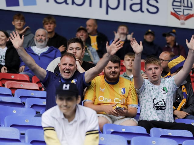 Stags fans at Bolton on Tuesday.