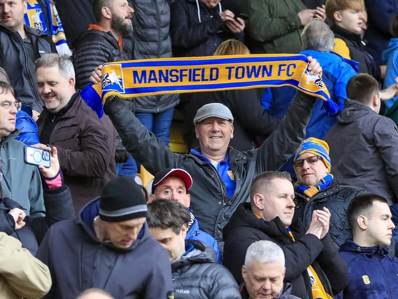 Mansfield Town fans ahead of the big win at Bradford.