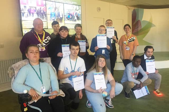 One of the project groups celebrating their achievements