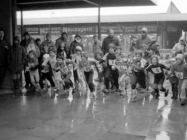 Youngsters in Mansfield enjoy a race in 1986.