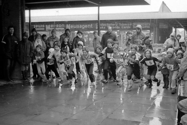 Youngsters in Mansfield enjoy a race in 1986.