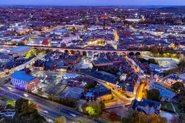 A view of Mansfield town centre from above.