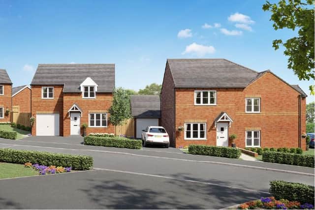 This is what the new two, three and four-bed properties will look like in Crown Farm Way in Mansfield.