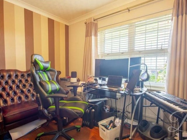 The ground floor of the £475,000 property also houses this office, which is a versatile space that could be put to multiple uses. It overlooks the front of the building.