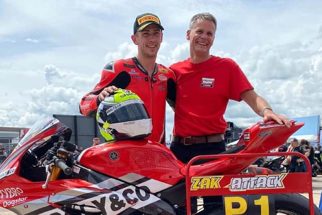 Zak Corderoy with team boss Dave Binch.