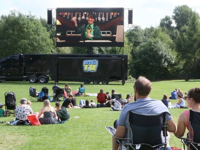 Festival-goers enjoy Paddington on the big screen.