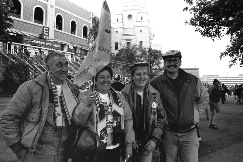 Stags fans outside Wembley Stadium in 1987.