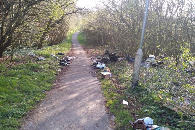 Fly tipping on footpath off Southwell Road Mansfield