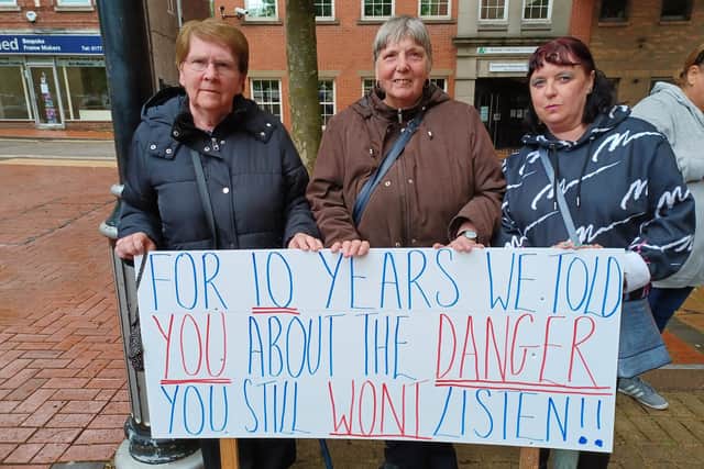 Protesters outside Amber Valley Council meeting. Picture: Steve Tomlinson/Local Democracy Reporting Service