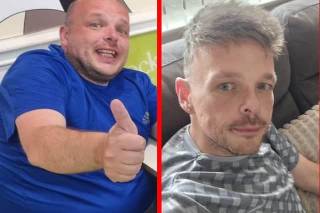 Damian Murphy-Clarke before and after having lost seven stone. Photo: Submitted