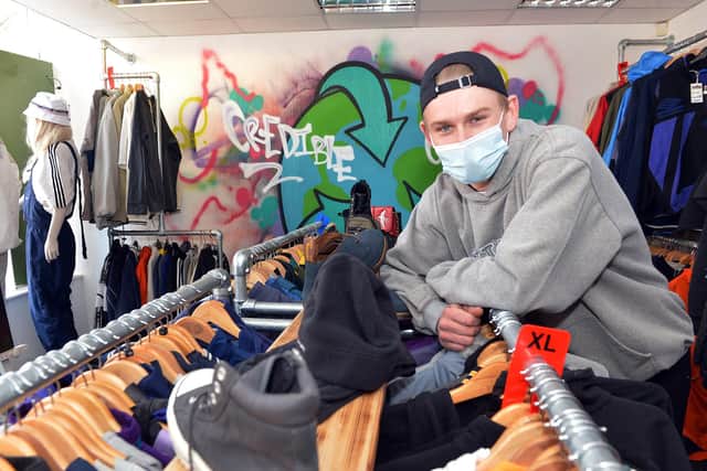 Owner Harry Squires at his new West Gate store, Credible Clothing.