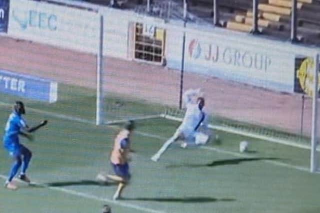 Mansfield Town believe this 'goal' was over the line at Carlisle.