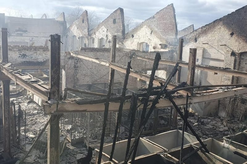 The huge blaze destroyed most of the Savanna Rags factory.