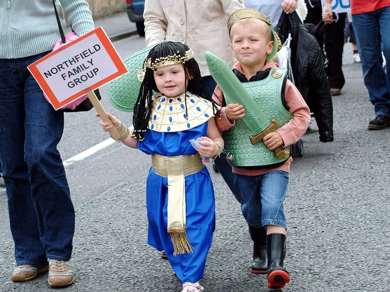 Mansfield Woodhouse Summer Carnival parade in 2007. Northfield Family Group members put on their fancy dress to join a parade Woodhouse High Street.