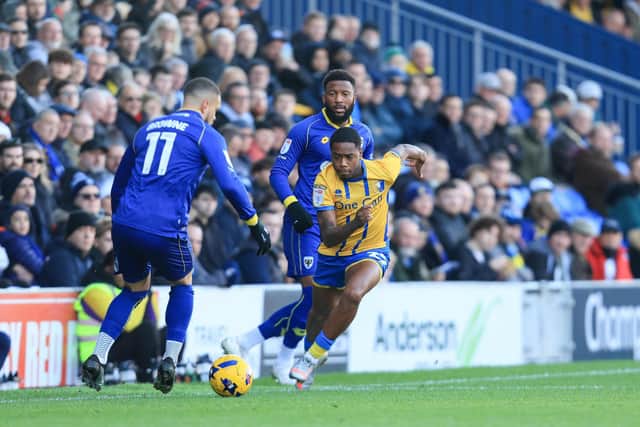 Action during the Sky Bet League 2 match against AFC Wimbledon at Cherry Red Records Stadium, 13 December 2025 Photo Chris Holloway / The Bigger Picture.media