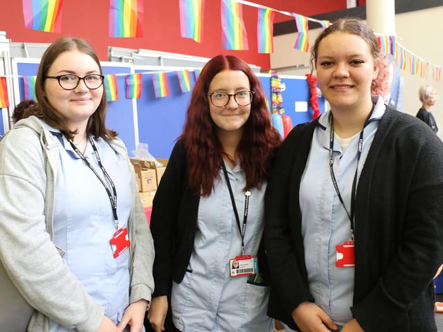 Health and social care students Ella Wickenden, Bethan Cotterill and Darcee Lewis
