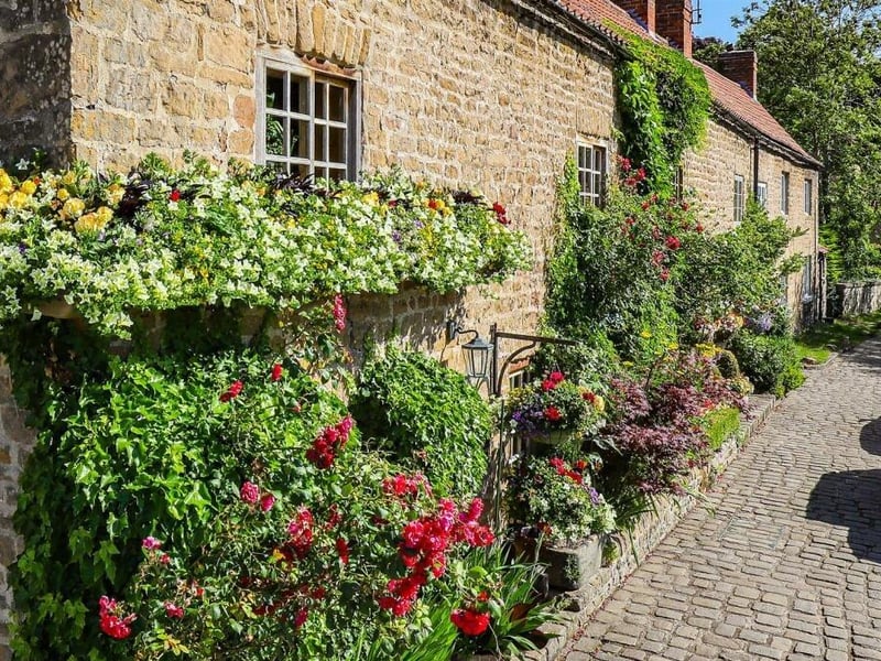 A final shot of the exterior of the property, which stands out within Linby on a sunny day, overlooking the village green.