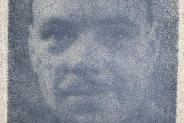 A grainy newspaper photo from 1943 of Oliver Kenyon, a soldier who died when knocked down by a car while he was on leave. The newspaper headline read: 'Killed At Home'.