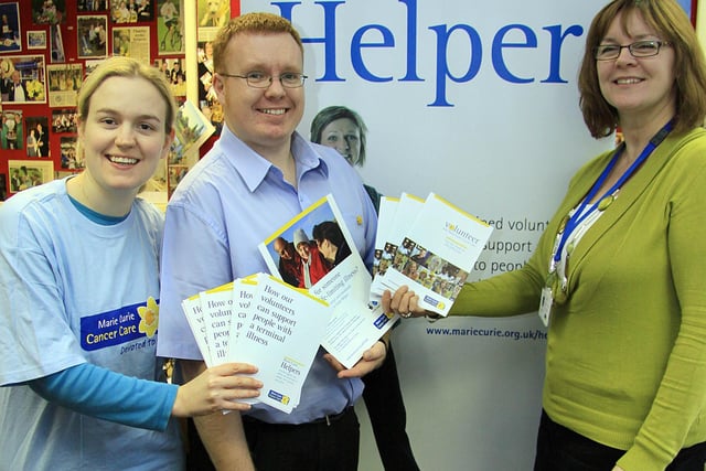 2010: Laura Read, Andy Holmes and Susan Todd launch the new Marie Curie Helper Service in Kimberley.