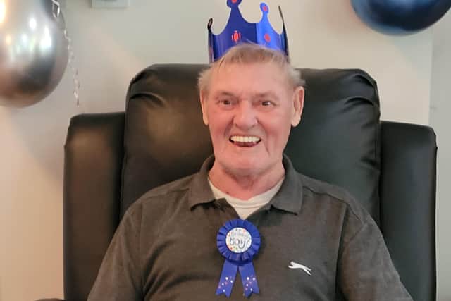 Resident Ian Way enjoys his 80th birthday at the Forest Care Home in Mansfield.
