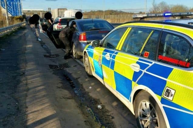 Officers on patrol later spotted the car believed to have been involved in the incident heading northbound on the M1.