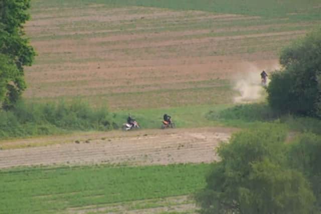 Bikers riding illegally viewed from a police drone