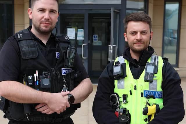 PCs Gregg Cartwright and Jamie Walker sprang into action after spotting black smoke billowing from a house in Sutton-in-Ashfield
