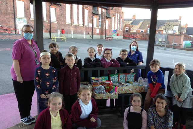 Pupils presented the gifts to hospital staff on Wednesday