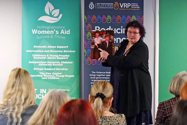 Guest speaker, Claire Throssell MBE, spoke about her experience of domestic abuse.