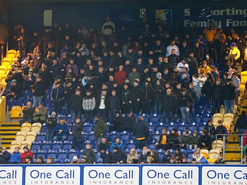 Mansfield Town's faces in the crowd against Swindon Town.