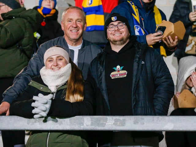 Some of the Mansfield Town fans who headed to Burton for the EFL Trophy defeat.