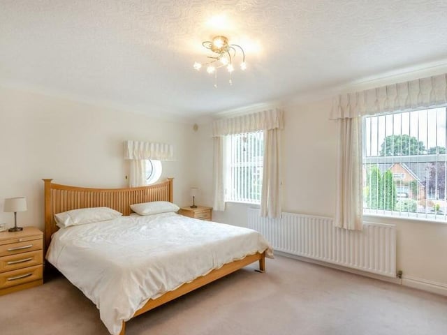 The first of six bedrooms to look at on the first floor is the substantial master, which faces the front of the Black Scotch Lane house.