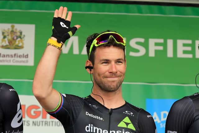 Star British sprinter Mark Cavendish waves to fans ahead of the start of stage four of the 2017 Tour of Britain in Mansfield.