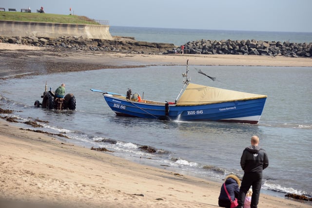 Out and about in Newbiggin-by-the-Sea with the daily lobster catch landing.