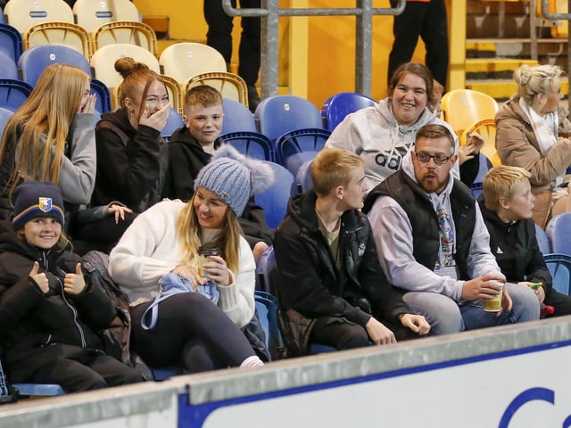 Mansfield Town fans at last night's game with Derby County.