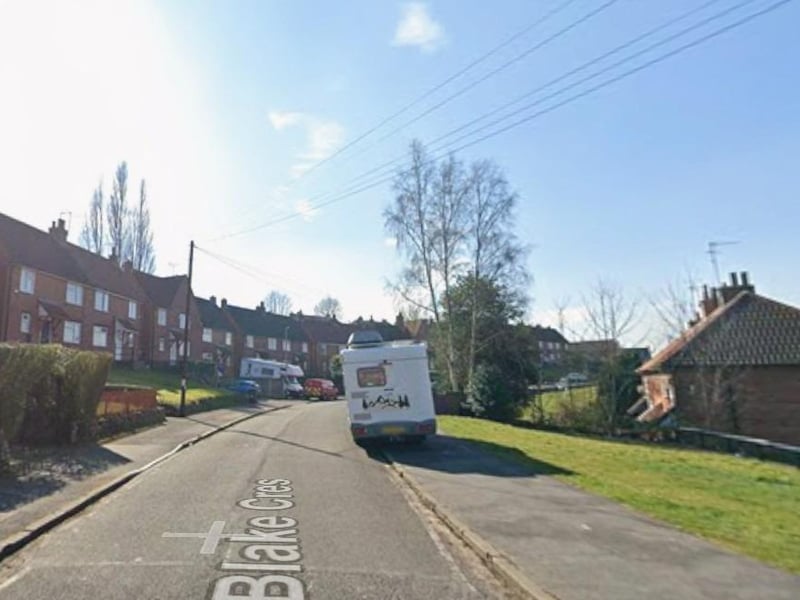 According to figures in June 2026, 7 crimes were reported on or near Blake Crescent. (Picture: Google Earth.)