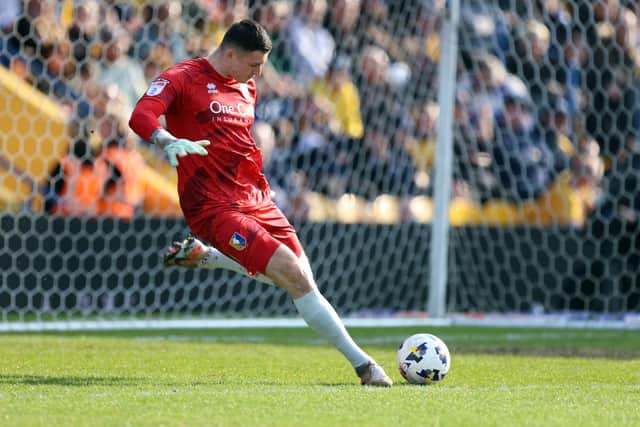 Liam Roberts of Mansfield Town in action during the Sky Bet League One match between Mansfield Town and Northampton Town at One Call Stadium on March 21, 2026 in Mansfield, England. (Photo by Pete Norton/Getty Images)