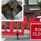 The sink hole on Violet Hill has been caused by a collapsed sewer and could take up to 10 days to repair